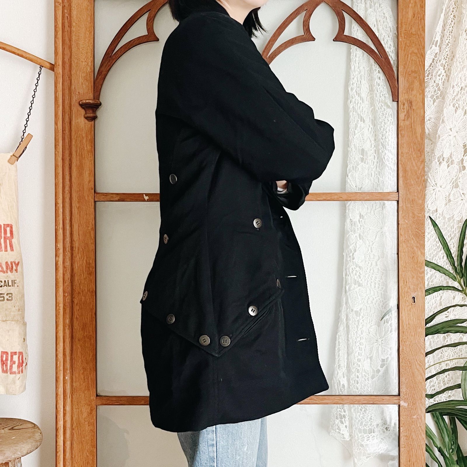 フランス古着 90's 黒 デザイン テーラードジャケット（m251） - メルカリ