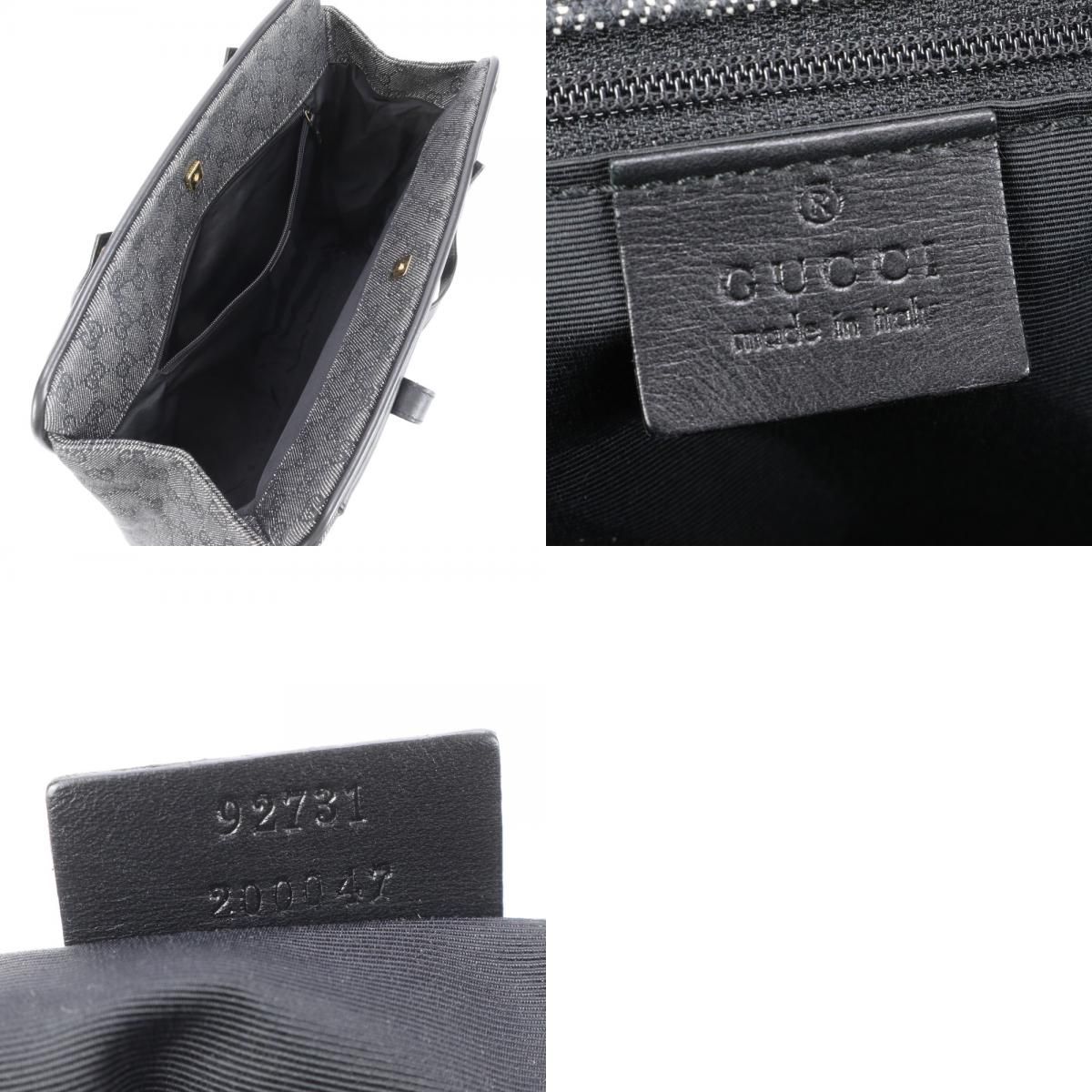 美品 グッチ GGキャンバス 92731 レザー トート バッグ