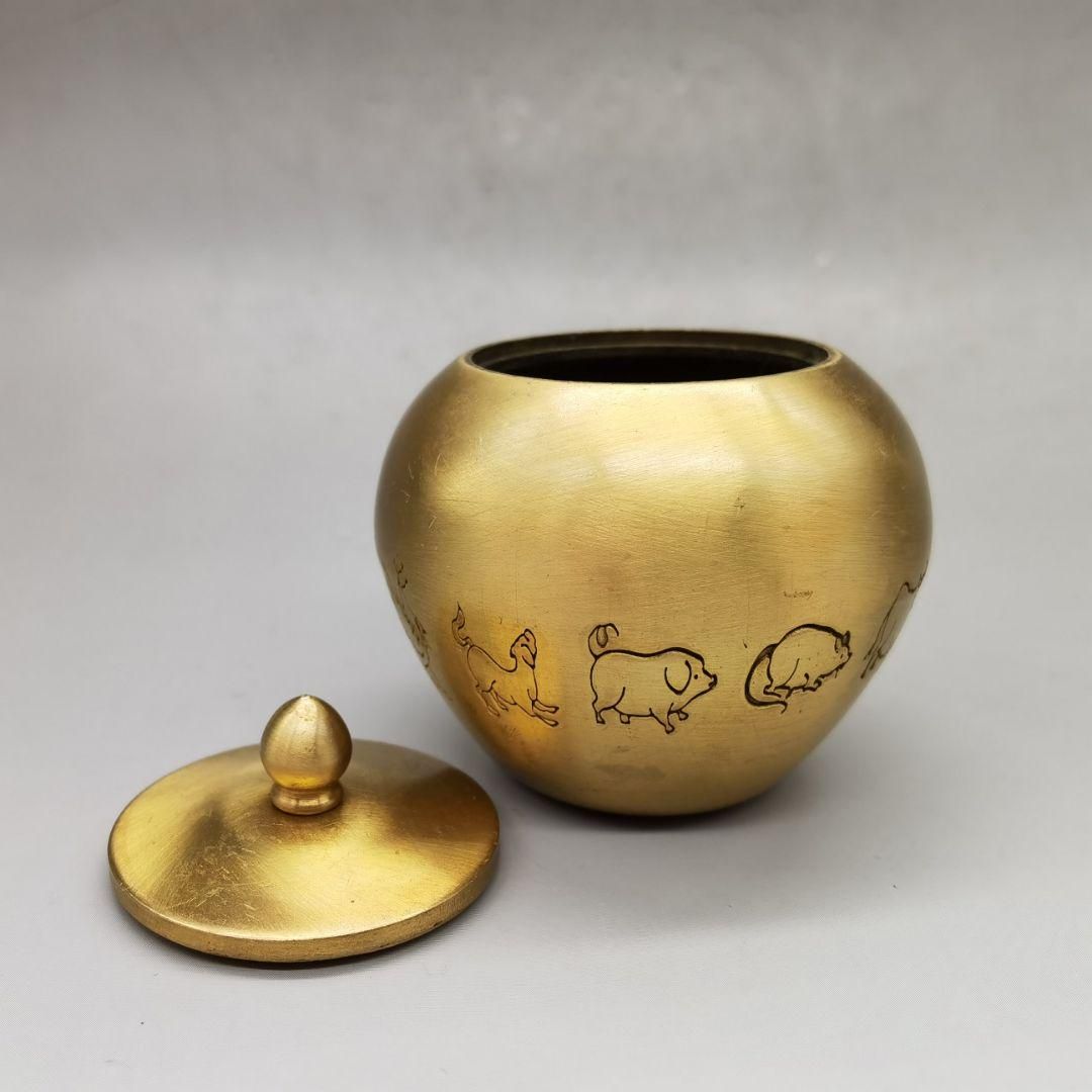銅製 十二支茶筒 茶道具 香道具 装飾品 工芸品 置物 - メルカリ