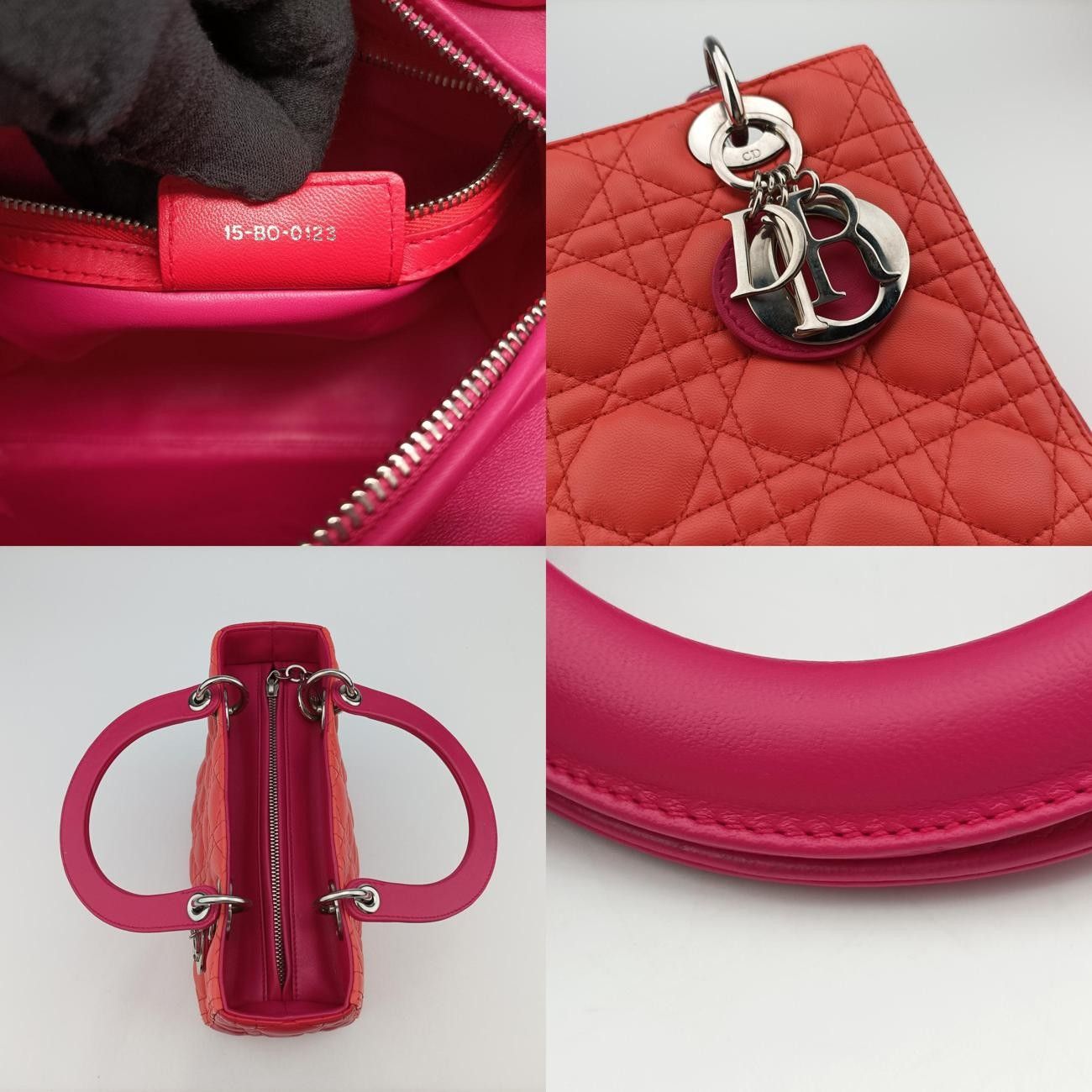 Diorレディディオールオレンジ×ローズレッドラムスキン15-BO-0123