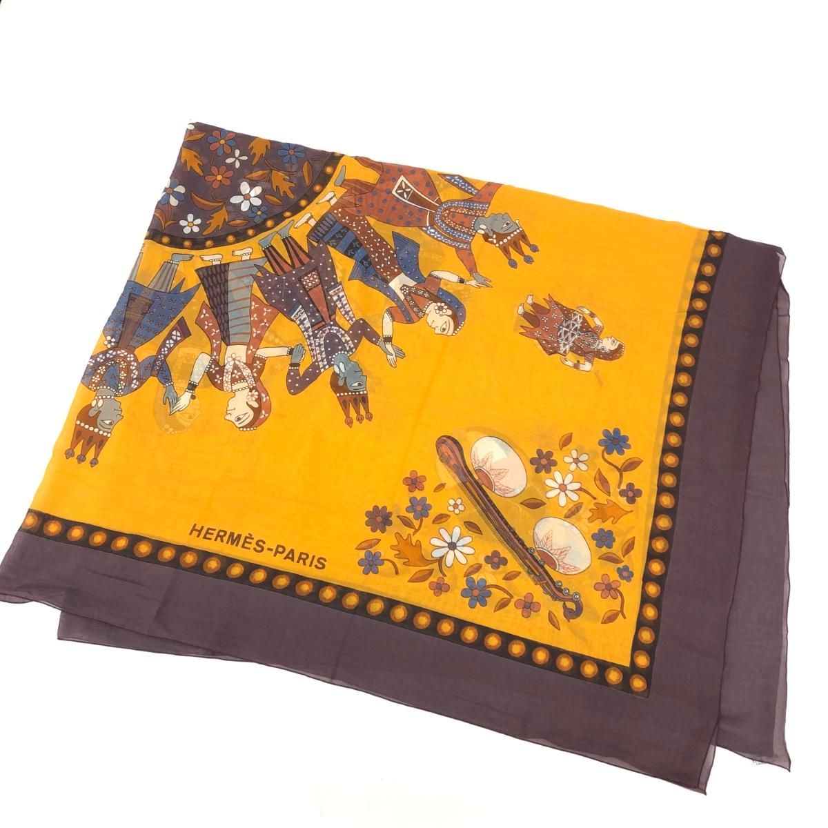HERMES エルメス パレオ 大判ストール コットン100％ オレンジ  