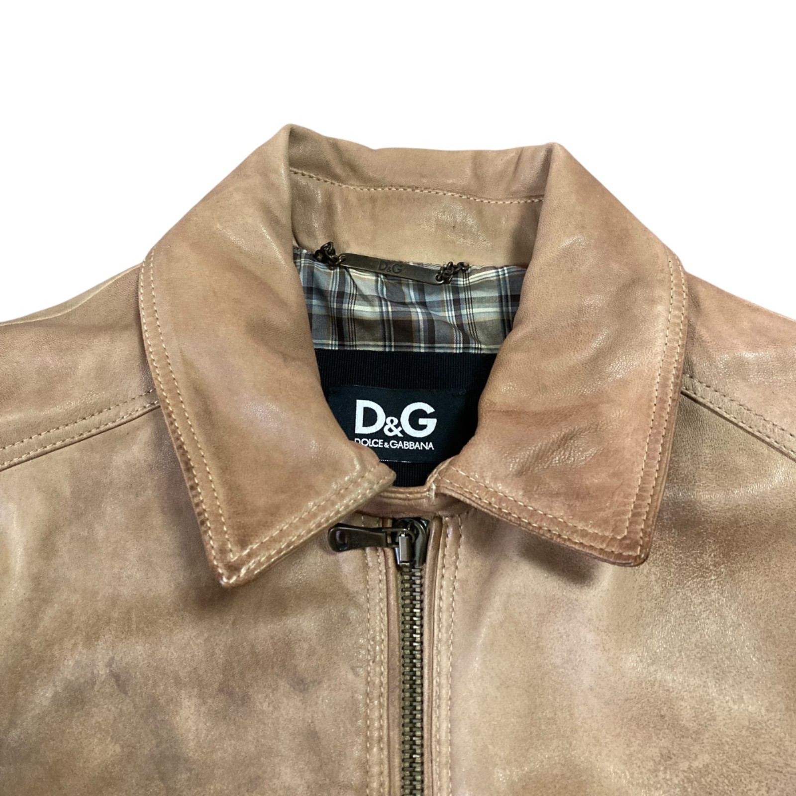 DOLCE & GABBANA ラムレザージャケット　美品 DOLCE&GABBANA ドルチェ＆ガッバーナ フーデッドラムレザー