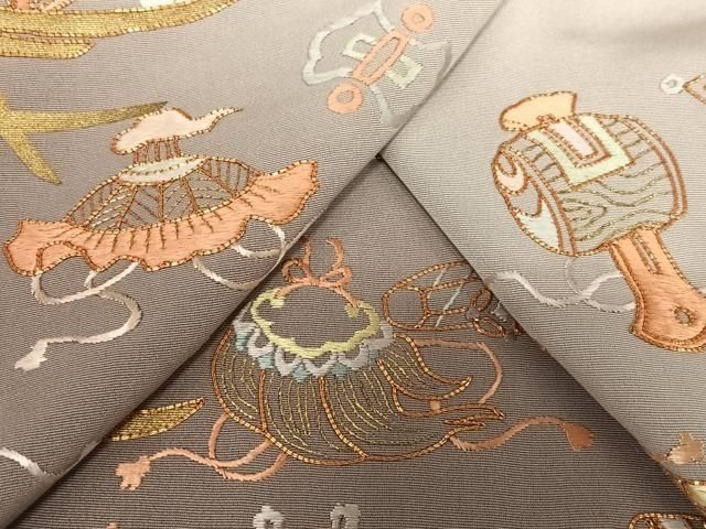 平和屋着物●豪華色留袖 駒刺繍 宝尽くし文 暈し染め 金彩 正絹 AABB6390zg