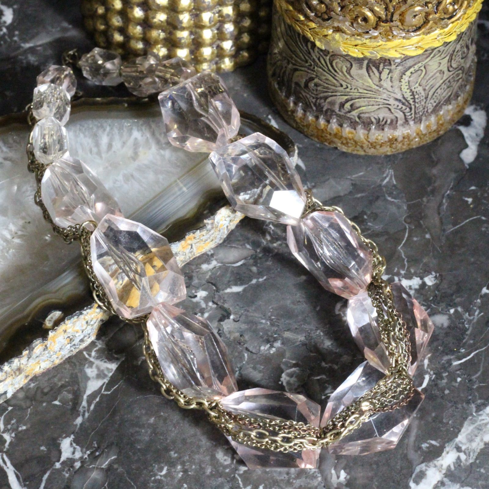 USA VINTAGE MULTI CLEAR STONE DESIGN BRACELET⁄アメリカ古着マルチ 