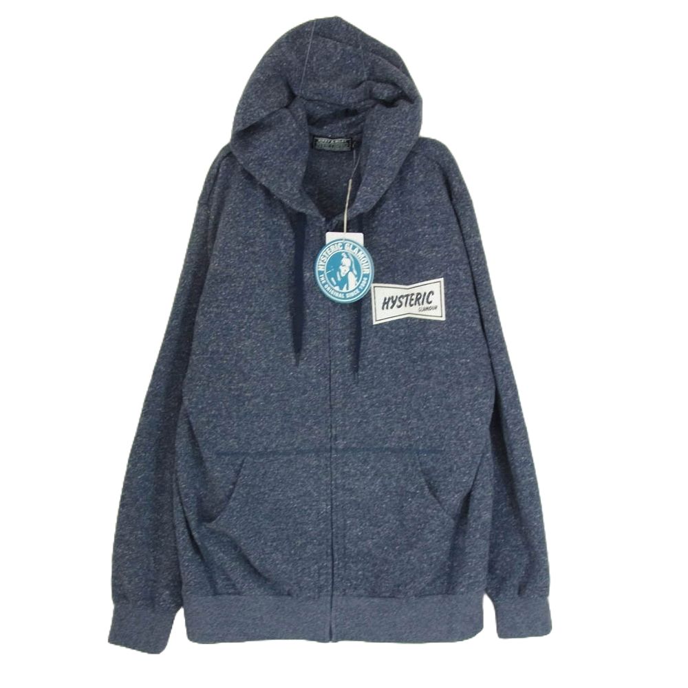 HYSTERIC GLAMOUR ヒステリックグラマー 25SS 02251CF03 COFFEE SHOP バックプリント ジップアップ パーカー ブルー系 L