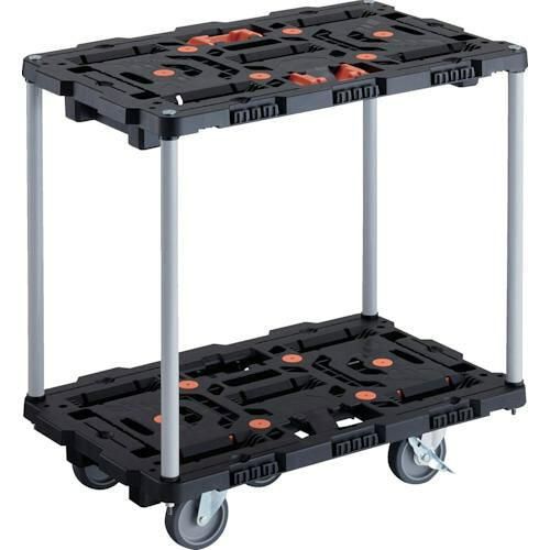 2営業日で発送 TRUSCO 連結式樹脂製2段台車 ビートル 700X450 自在5輪 内2輪ストッパー付 とめたろう付 ハンドルなし BT720J5S2E100T 8000