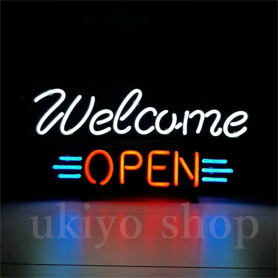 WELCOME OPEN ネオン 看板ヴィンテージ ウェルカム オープン ネオンサイン ハーレー アメリカン雑貨 開店中 ネオン管 メルカリ