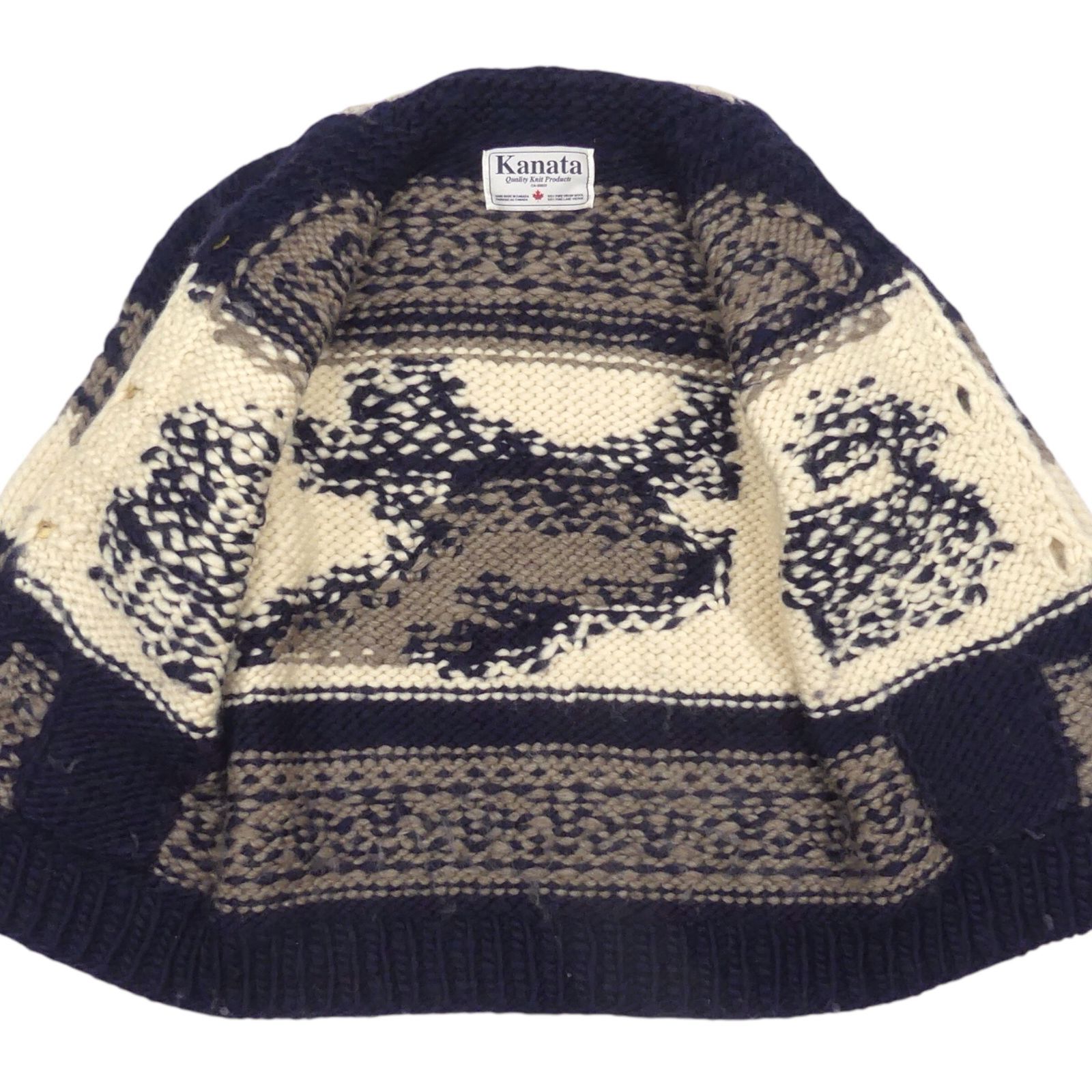 カウチン セーター kanata ハンドニット XLカナダ製 カナタ 紺