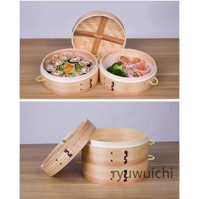 せいろ　木製 27cm 竹製蓋付き せいろ 木製 27cm 竹製蓋付き 竹製蒸籠21センチ2段・蒸し板セット