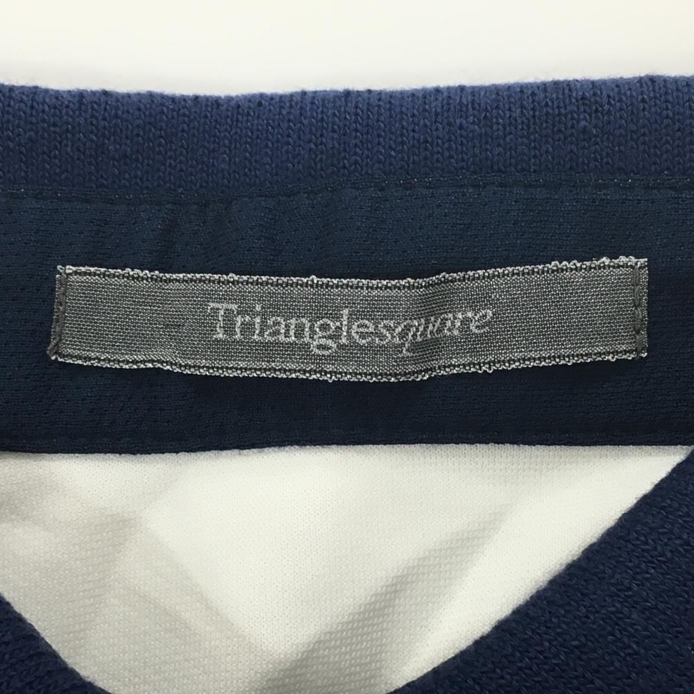 SALE価格トライアングルスクエア 半袖ポロシャツ 白×ネイビー　バイカラー メンズ M ゴルフウェア Trianglesquare POLO Ralph Lauren ボーダー柄 ポロシャツ M