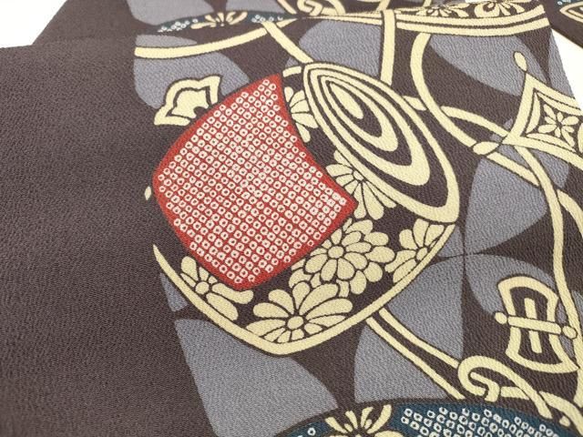 平和屋着物○訪問着 作家物 紬地 刺繍 雲取り宝尽くし花文