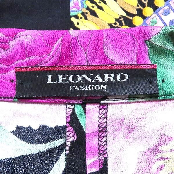 anc レオナール LEONARD ジャケット M 黒 マルチ 花柄 ジュエリー柄