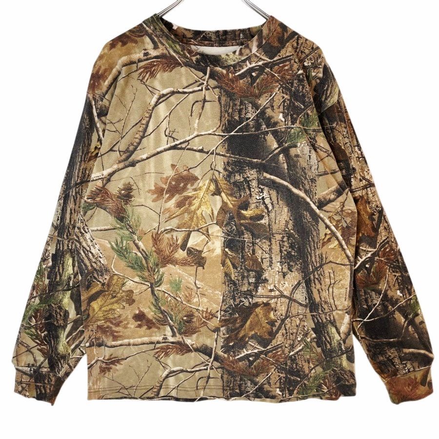 レンジャーRanger長袖ＴシャツロンTロゴプリントREALTREEリアルツリーカモフラージュ迷彩カーキブラウン茶色アウトドアハンティング森林自然vintageヴィンテージ40628