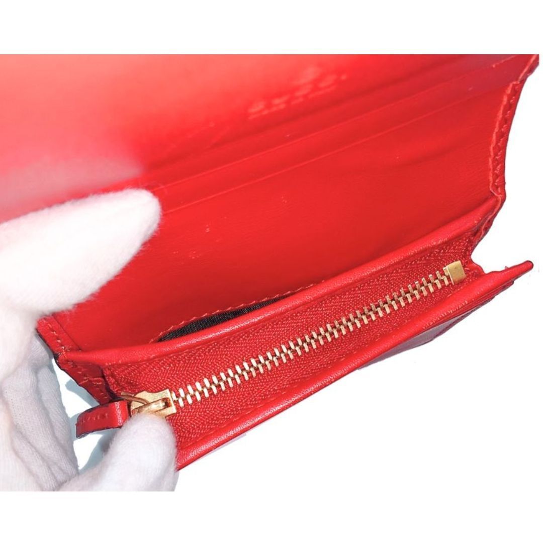 【極美品】GGスプリーム ミスティックキャット 二つ折り財布 刺繍 レッド 極美品】GGスプリーム ミスティックキャット 二つ折り財布 刺繍 レッド