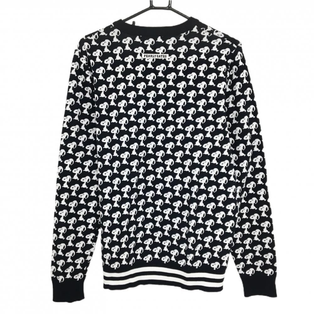 超 パーリーゲイツ×PEANUTS セーター ネイビー×白 スヌーピー総柄 ニット メンズ 5 L ゴルフウェア PEARLY GATES
