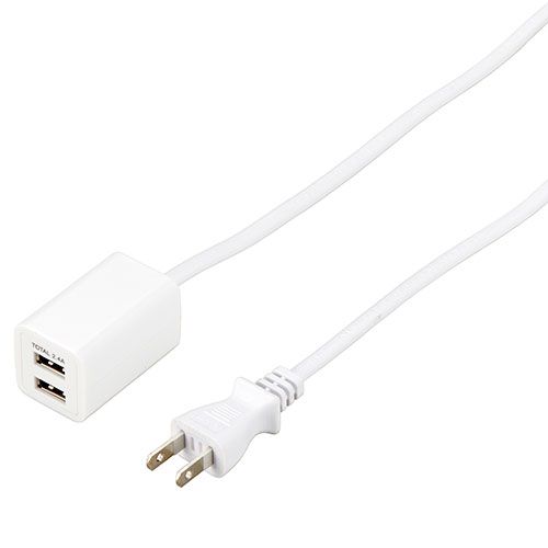 10個セット YAZAWA USBタップ 2ポート 2.4A 1m ホワイト H72012UWHX10
