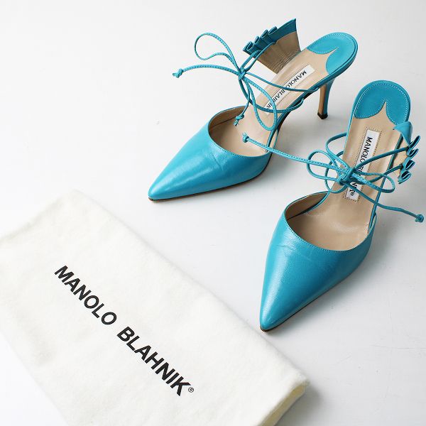 MANOLO BLAHNIK マノロブラニク レザー レースアップ ミュール