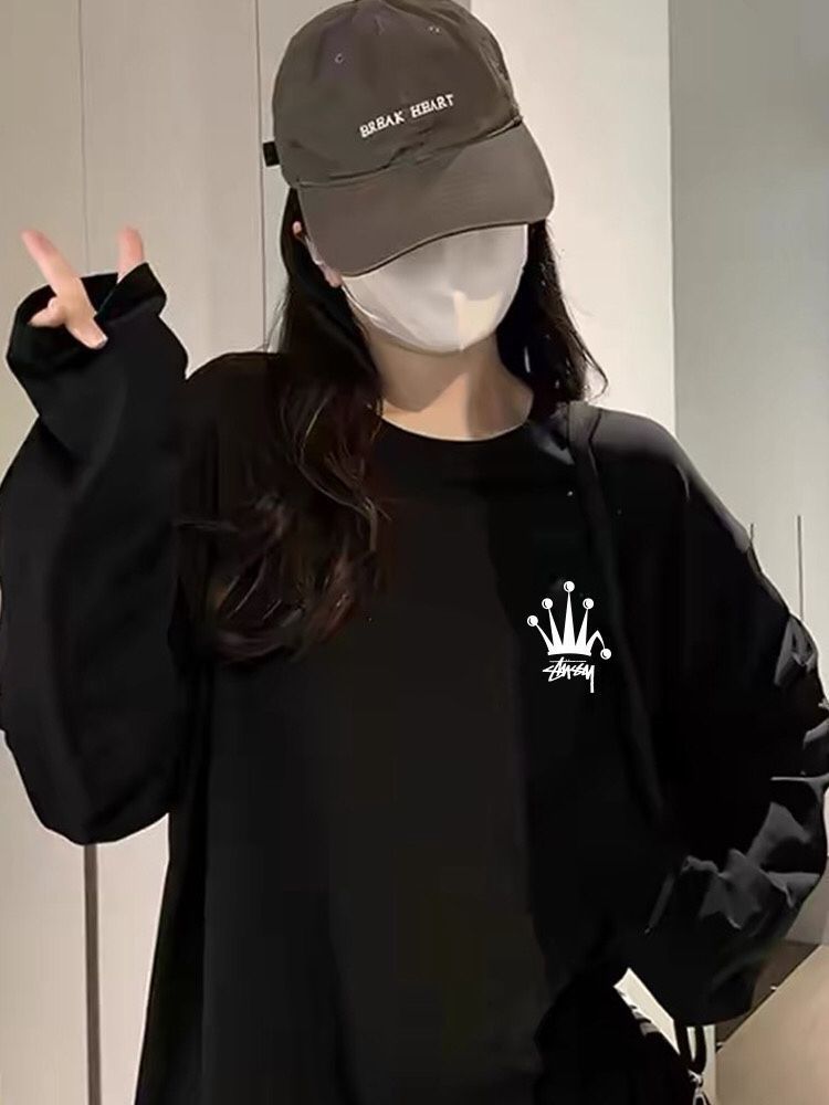 Stussy 25SS ファッション クラシッククラウン クルーネック パデッドスウェットシャツ