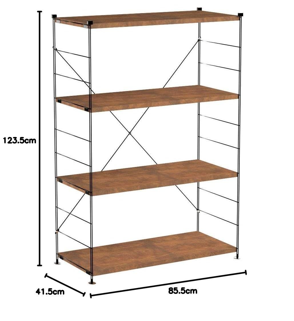 在庫 4段 アンティーク ウッドシェルフ ブラウン 幅85.5×奥行41.5×高さ123.5cm 山善 YAMAZEN MWS-12844 ABR SBK