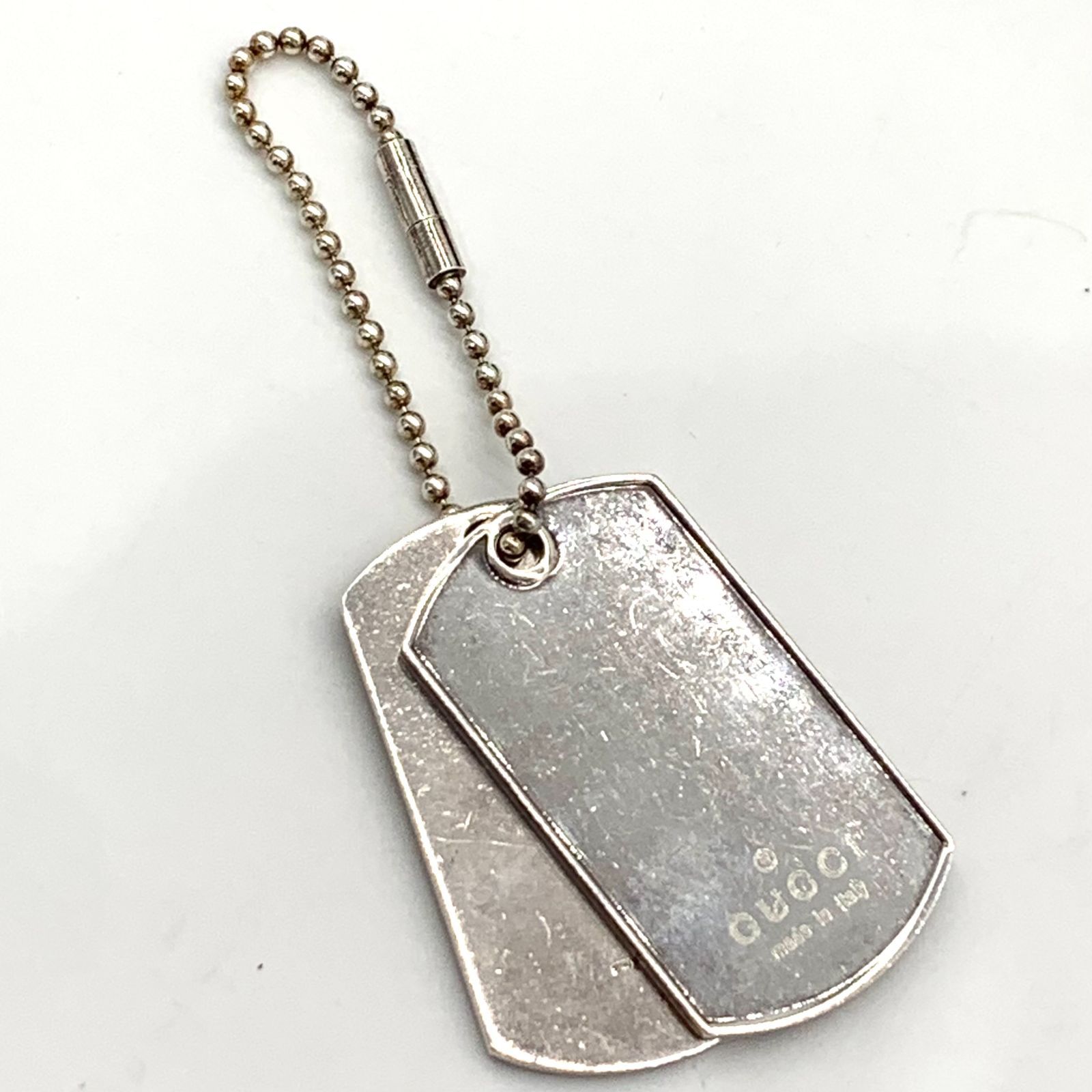 GUCCI ドッグタグ　シルバーアクセサリー GUCCI グッチ ネックレス ドッグタグ ダブルプレート ボール