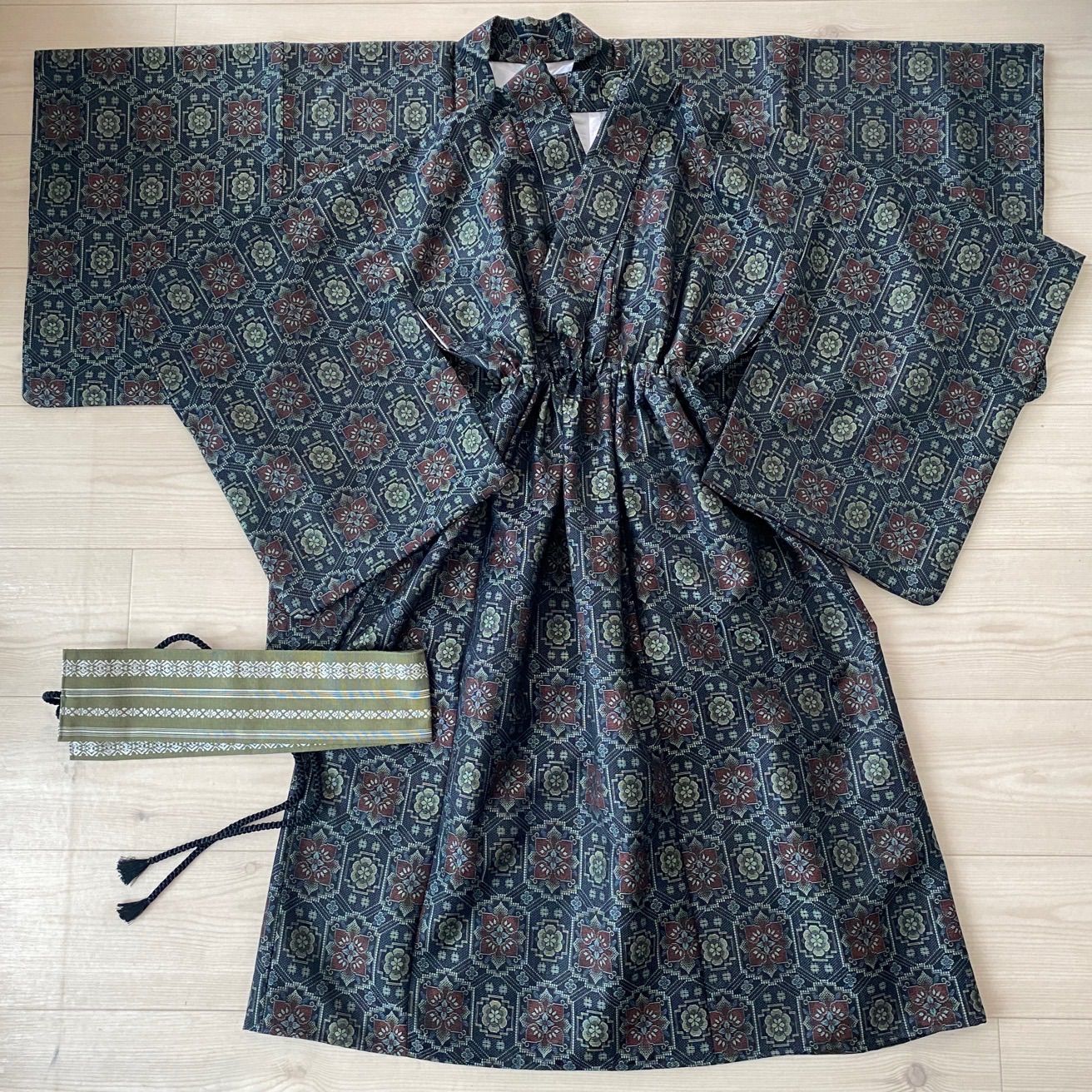 リメイク古着 着物リメイクワンピース 帯ベルトと羽織付き - メルカリ