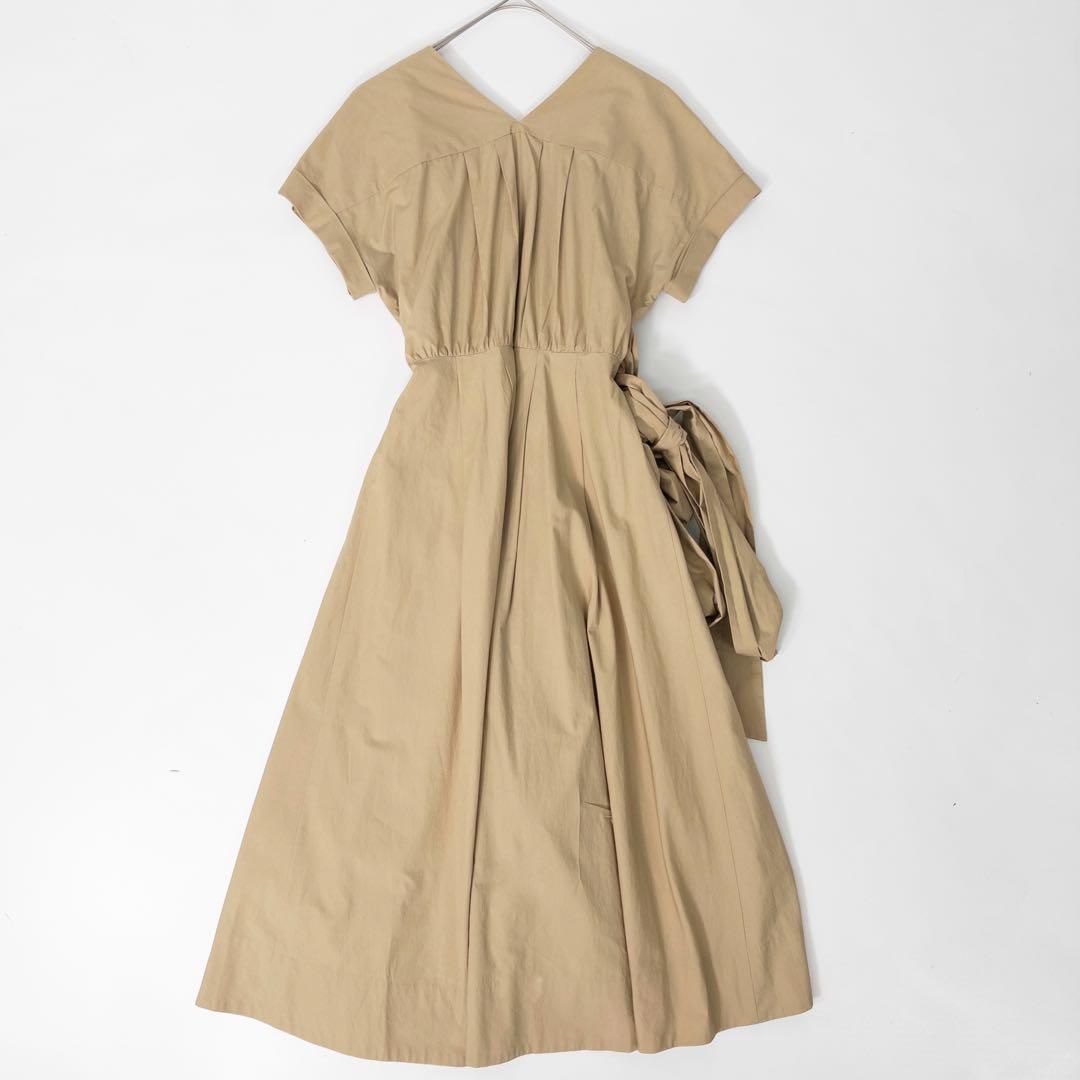 美品 ESTNATION カシュクールワンピース ウエストリボン美シルエット36 美品 ESTNATION エストネーションカシュクールワンピース
