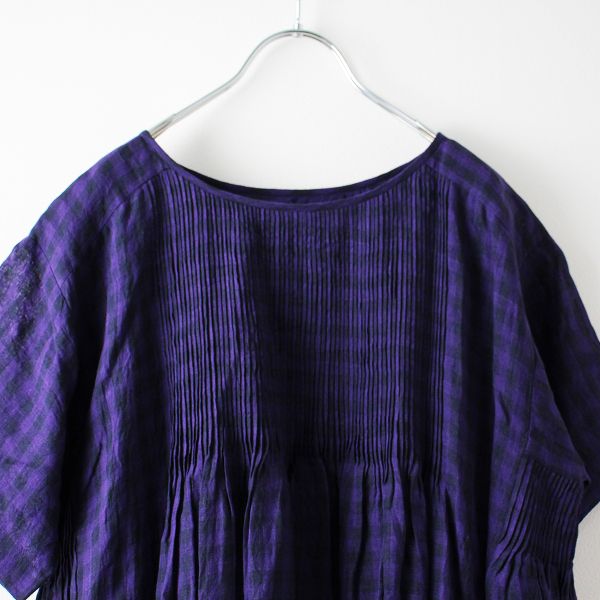 美品 2021SS maison de soil メゾンドソイル リネンギンガムチェック  