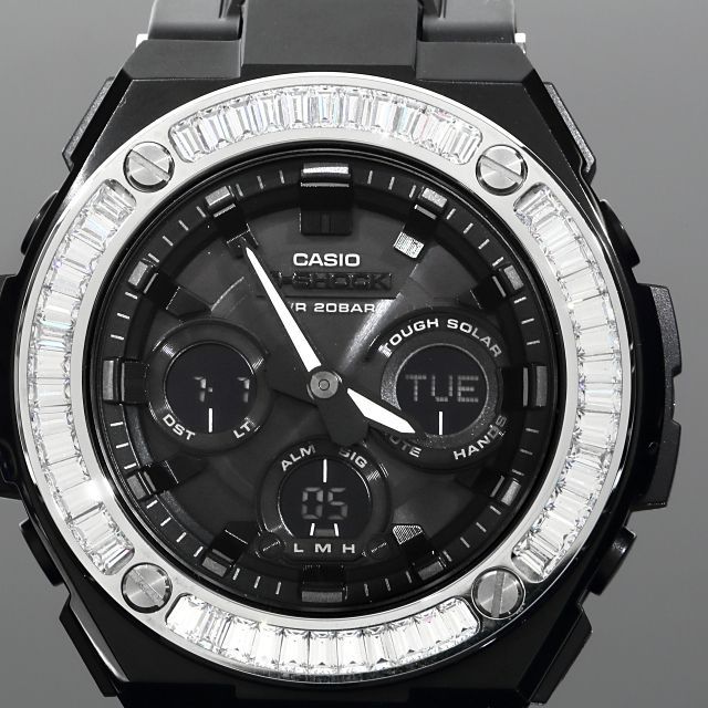 G-SHOCK ブラック GST w300 G-Steel ブラック バケットCZダイヤ