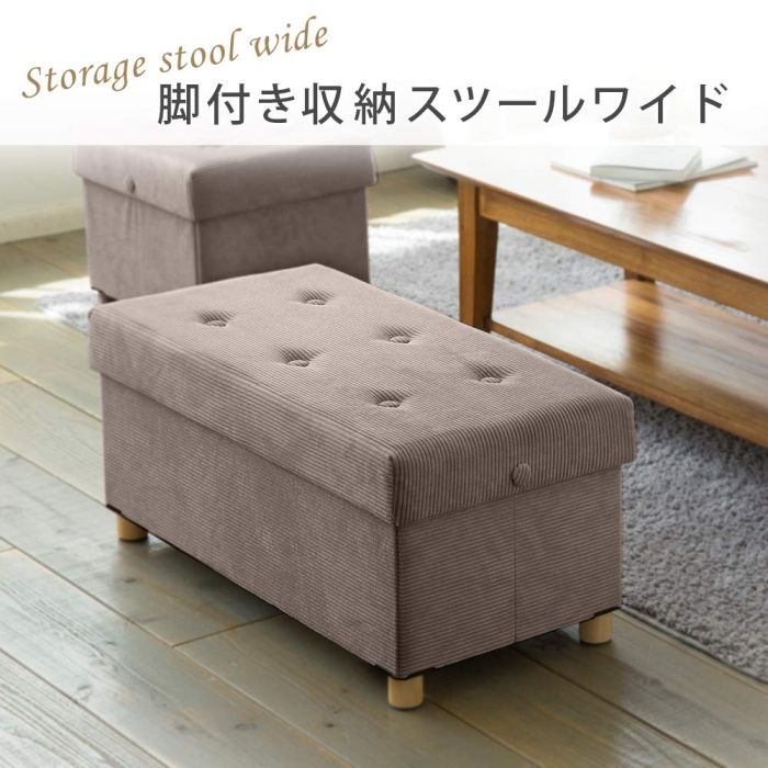 5営業日で発送 IRISOHYAMA アイリスオーヤマ 脚付き収納スツール ワイド ASSTW-76 グレー