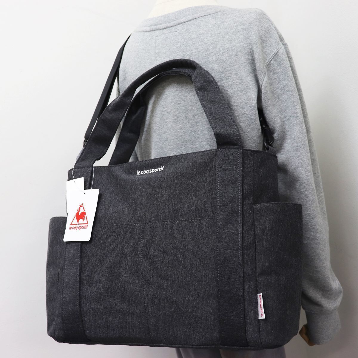 le coq sportif ルコック 新作 新品 メンズ 大きい トートバッグ ボストン ショルダーバッグ 灰 グレー[36714-030]一 六QWER