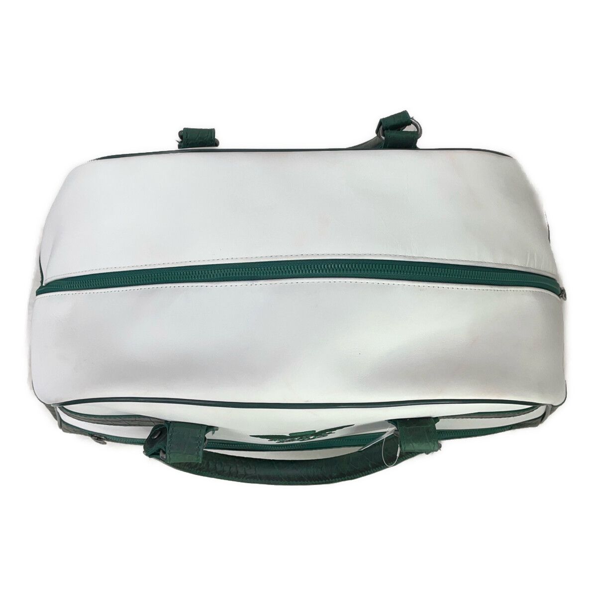 adidas ボストンバッグ ホワイト/グリーン 80年代 adidas アディダス エナメル ボストンバッグ 白/緑