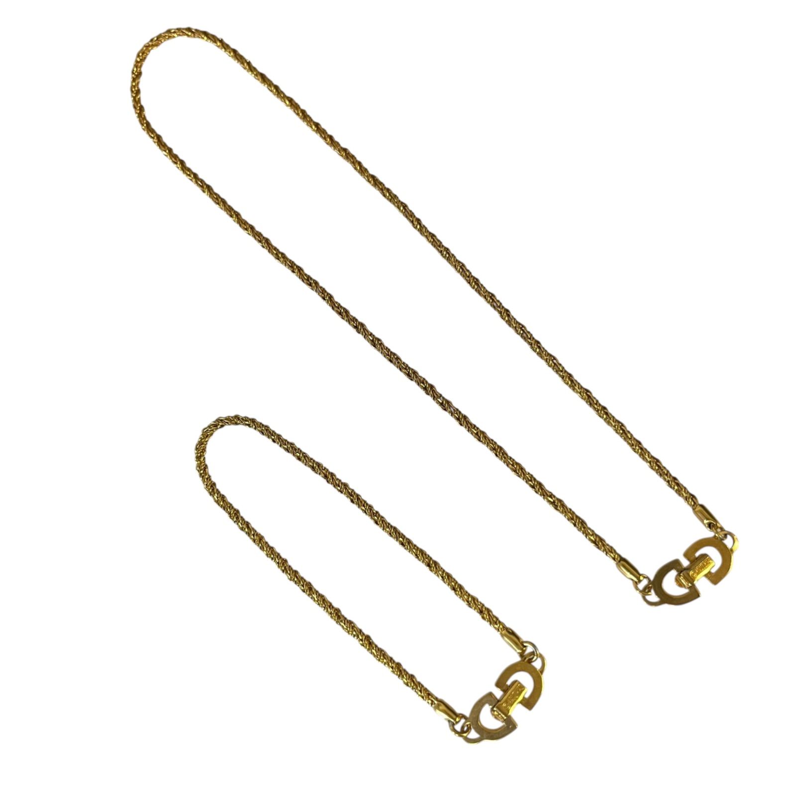 管32148 Christian Dior クリスチャンディオール ネックレス ブレスレット ゴールド アクセサリー レディース 2点セット