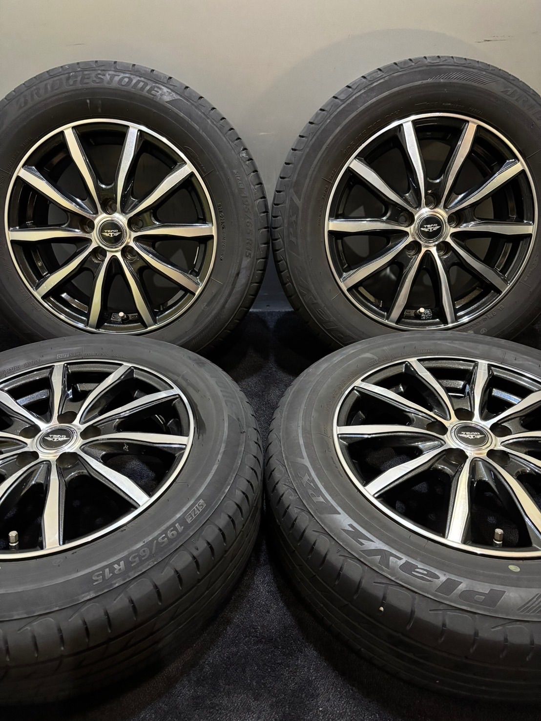 195|65R15 BRIDGESTONE|Playz PX 19年製 TEAD 15インチ 6J 43 100 5H 夏タイヤ 4本 プリウス カローラ 南5-J439