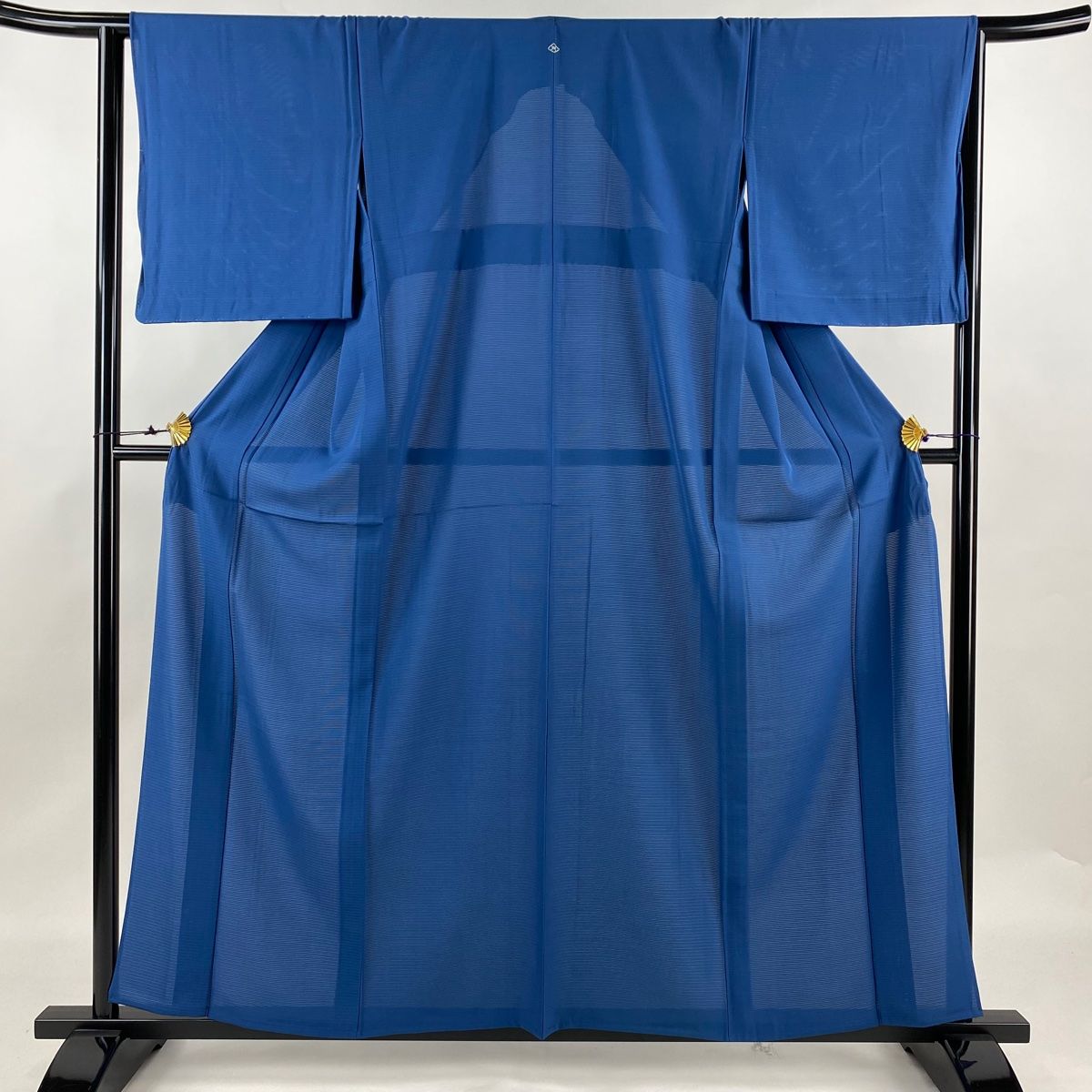 色無地 身丈158cm 裄丈64cm M 薄物 絽 青 正絹 秀品 一つ紋