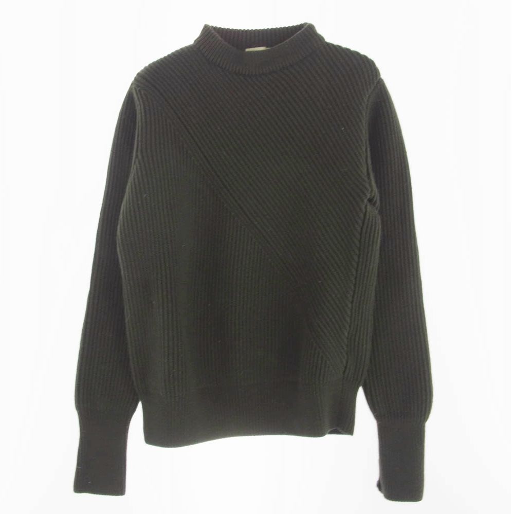 HYKE ハイク 162-11077 RIB CREWNECK SWEATER リブ クルーネック セーター カーキ系 1【中古】