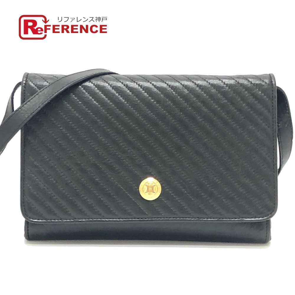 CELINE セリーヌ ショルダーバッグ ロゴ レザー ブラック