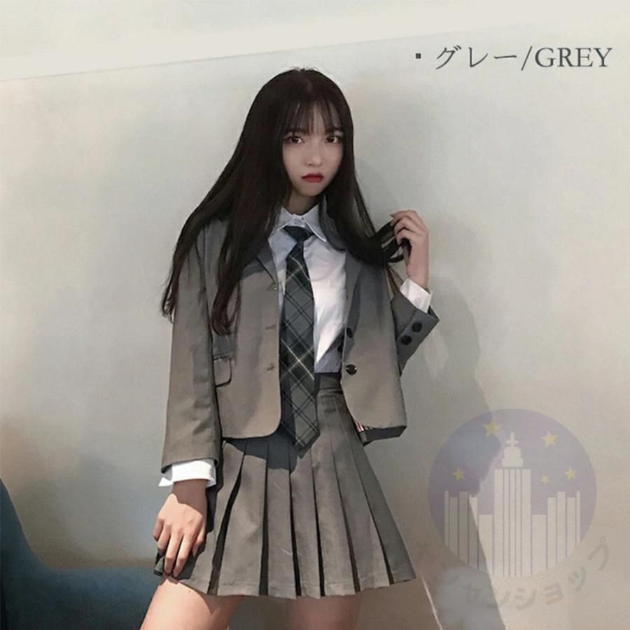 卒業式スーツ女の子韓国制服卒服小学校女子ゆったりサイズ4点セット子供服ガールズ入学式ネクタイジャケットブラウスシャツスカート