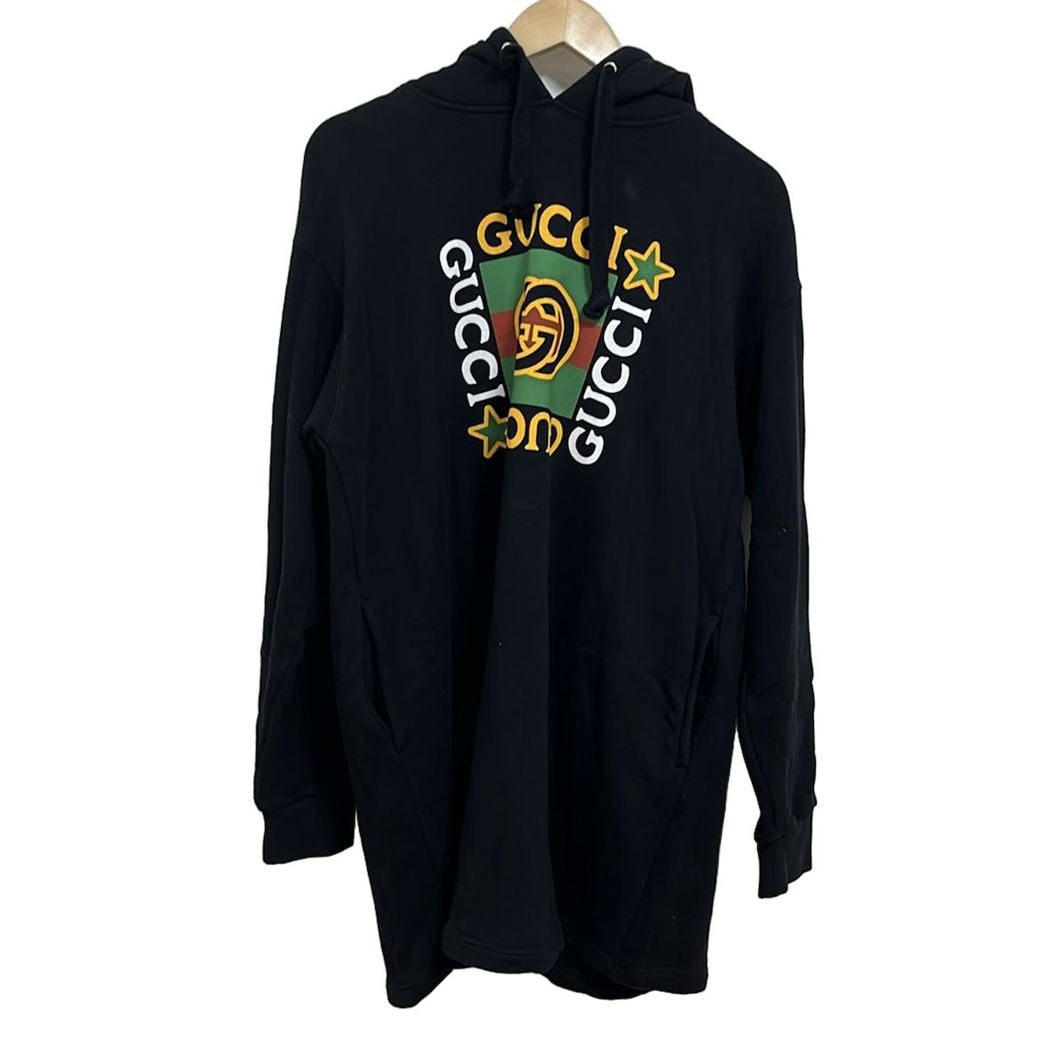 GUCCI グッチ ワンピース サイズM レディース - 610144 XJB8V 黒×グリーン×マルチ 長袖|ひざ丈|インターロッキングG|パーカーワンピ