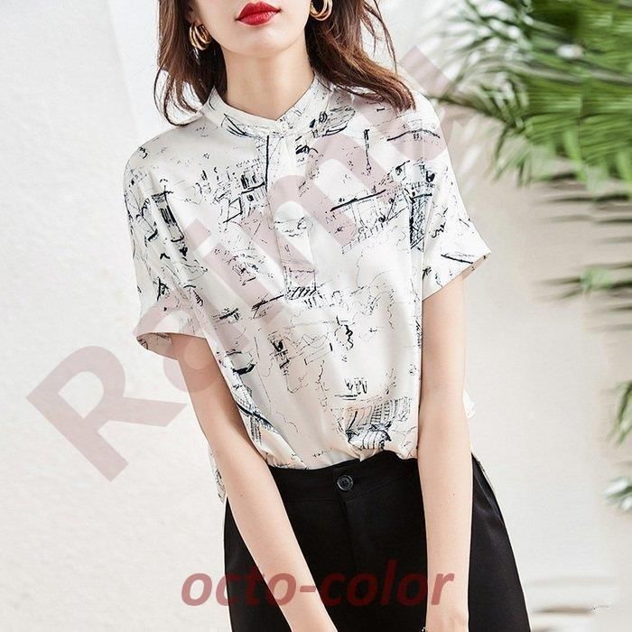 ブラウス レディース 40代 春夏 オシャレブラウス シフォンブラウス おしゃれ ゼブラ柄 上品 Tシャツ 半袖トップス カジュアル 通勤 ゆったりtシャツ 30代 50代 ブラウス レディース 40代 春夏 オシャレブラウス シフォン