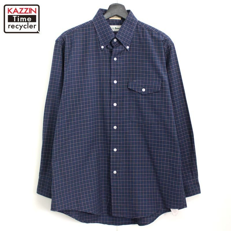 90s USA製 vintage L.L.Bean チェック柄 ボタンダウン 長袖シャツ メンズ XLサイズ相当 ビッグサイズ オーバーサイズ
