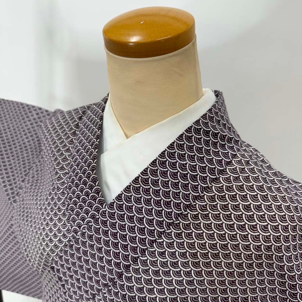 小紋 夏 絽 夏用 洗える着物 裄62cm 身丈153cm 花柄 お洒落着