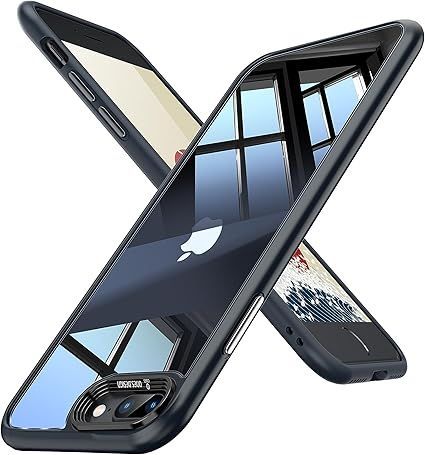 【在庫処分】ONES HD超透明 iPhone 8plus 7plus ハードケース 【 強化レンズ保護、合金ボタン、エアバッグ 】 米軍MIL規格 超耐衝撃 【 黒  衝撃吸収シリコンバンパー  透明  強化PCガードボード 】 
