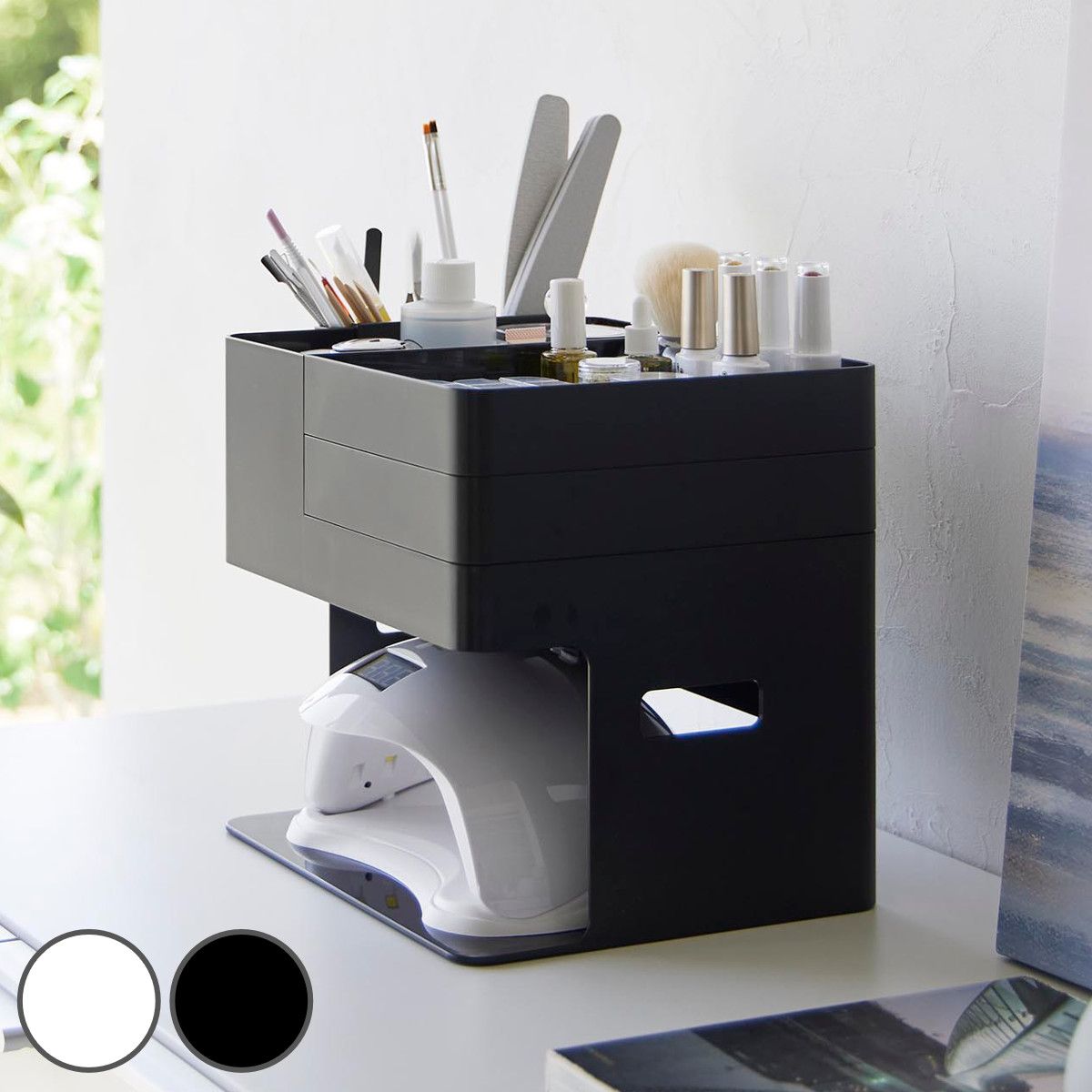 山崎実業 tower ネイルライト＆ジェルネイル用品収納ケース タワー （ タワーシリーズ ネイル用品収納 ネイルライト収納 ジェルネイル用品収納 ネイル 収納 マニュキュア ネイルパーツ ジェ