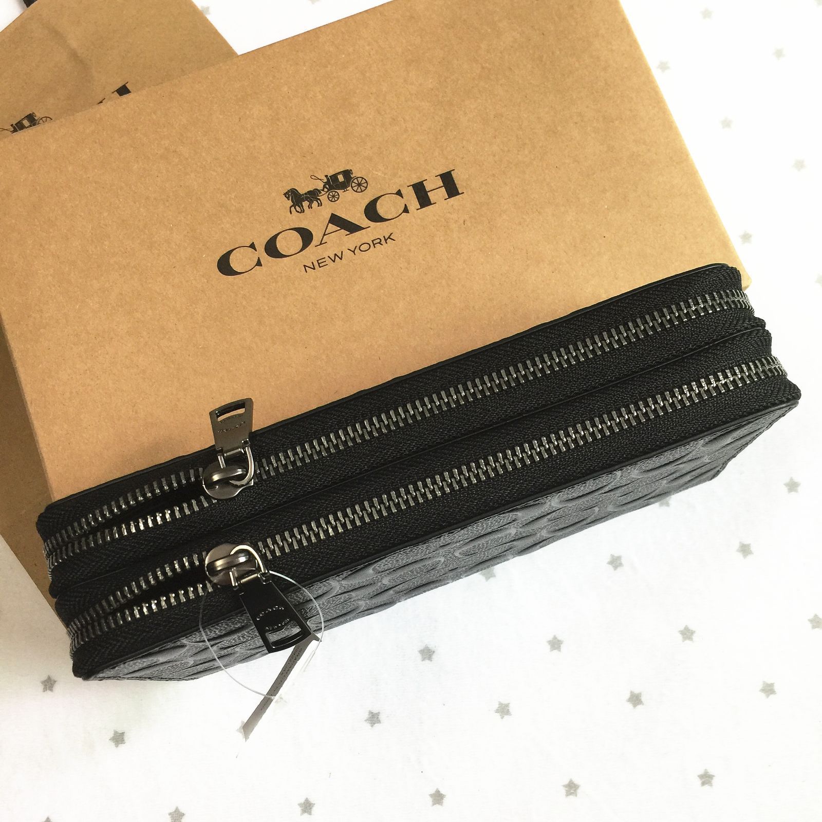 セール中】COACH コーチ財布 F93425 ブラック ダブルジップ