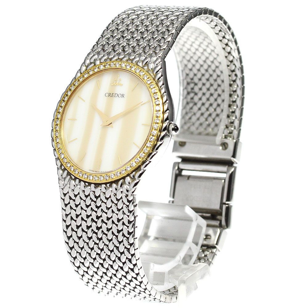 セイコー SEIKO 8N70-6140 クレドール ダイヤベゼル クォーツ メンズ