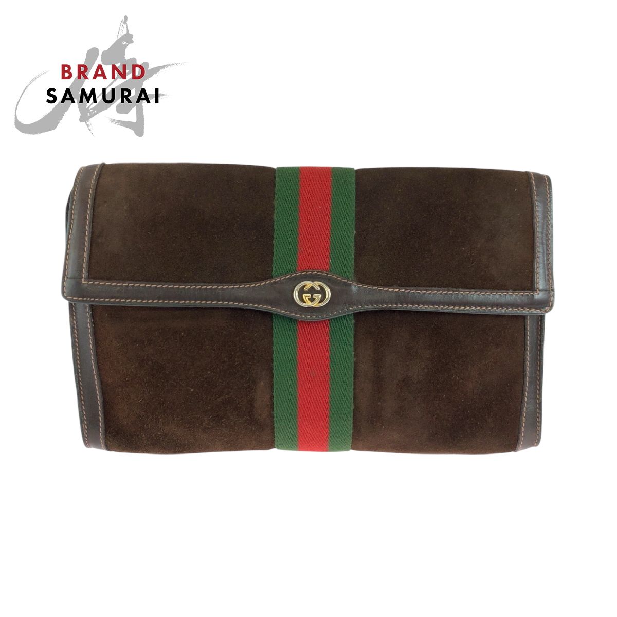 GUCCI グッチ ヴィンテージ GUCCI PARFUMS グッチ シェリーライン ブラウン ゴールド金具 スウェード|レザー 503069