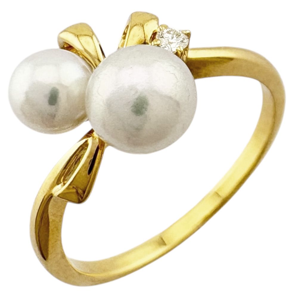ミキモト リング 指輪 8.5号 18金 K18イエローゴールド ダイヤモンド レディース MIKIMOTO ミキモト