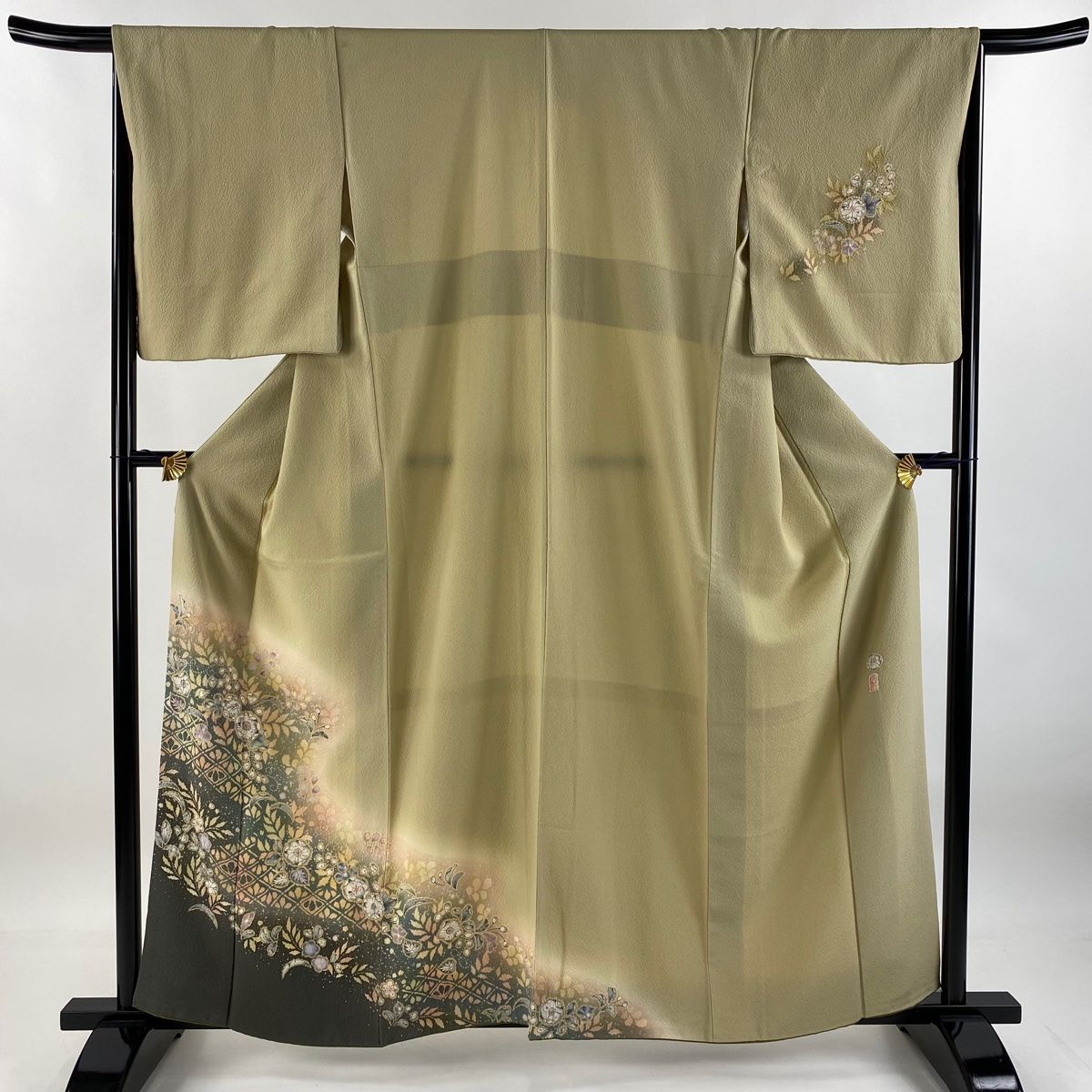 付下げ 身丈160cm 裄丈66cm M 袷 翠山工房 やまと 落款 辻ヶ花 染分け ぼかし ベージュ 正絹