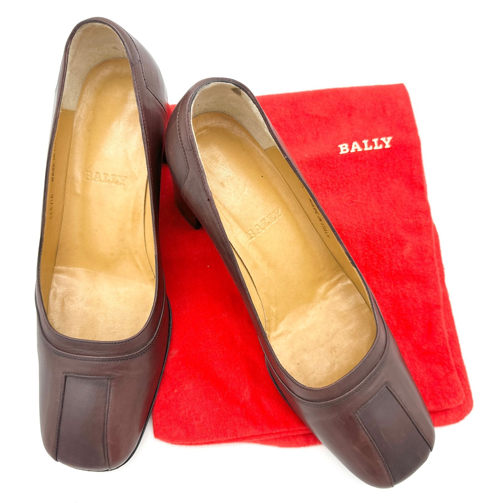 ☆美品☆ BALLY バリー パンプス レザー チャンキーヒール スクエア 