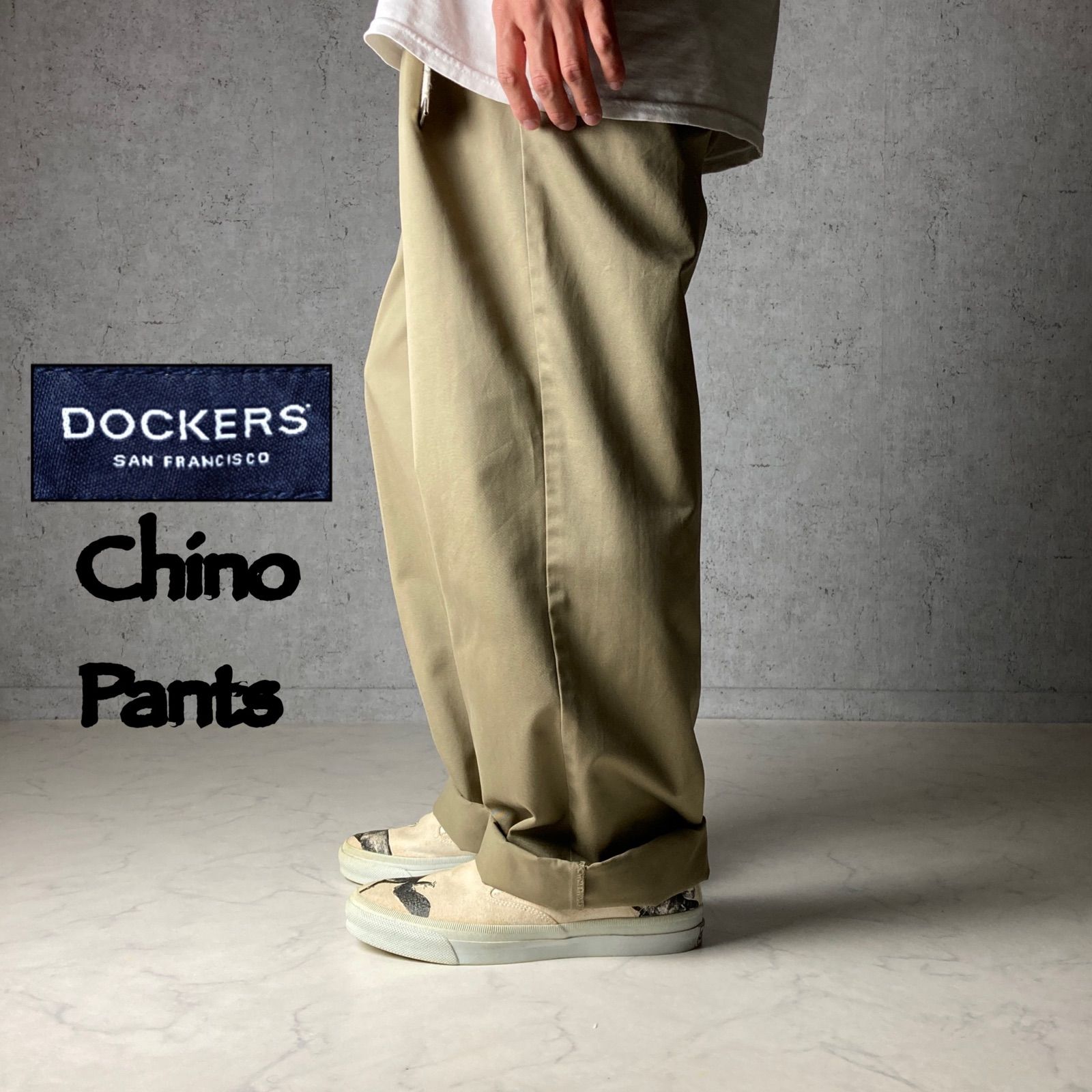 00's USA Dockers 2タックワイドチノスラックス 国内即発送 - パンツ